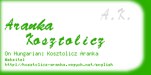 aranka kosztolicz business card